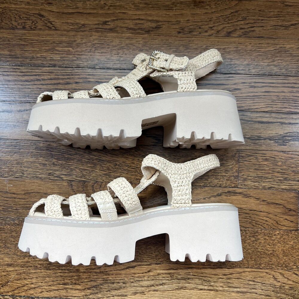 Dolce Vita Lasly Raffia Fisherman Sandals in Natural Knit Women's Size 9 - Picture 10 of 13